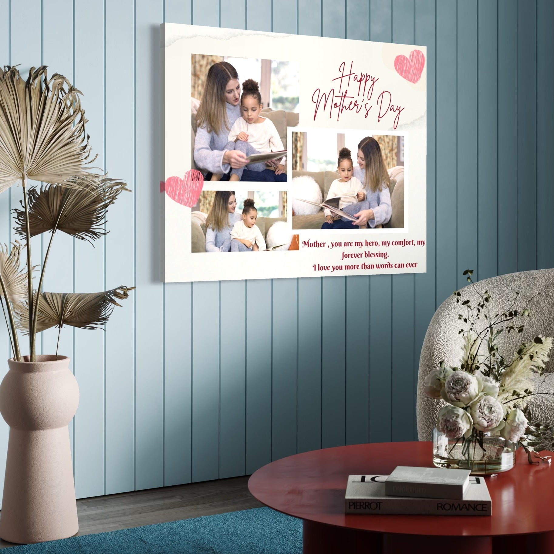 Imagine cu tablou personalizat cu fotografii de familie, tiparita pe panza canvas